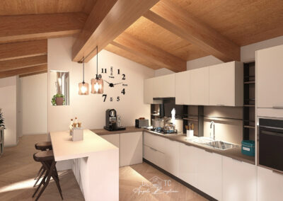 zona giorno open space mansarda progettazione ristrutturazione Perugia