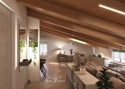 zona giorno open space mansarda progettazione ristrutturazione Perugia