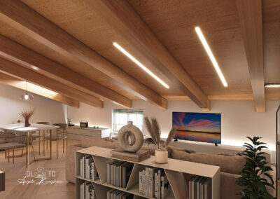 zona giorno open space mansarda progettazione ristrutturazione Perugia